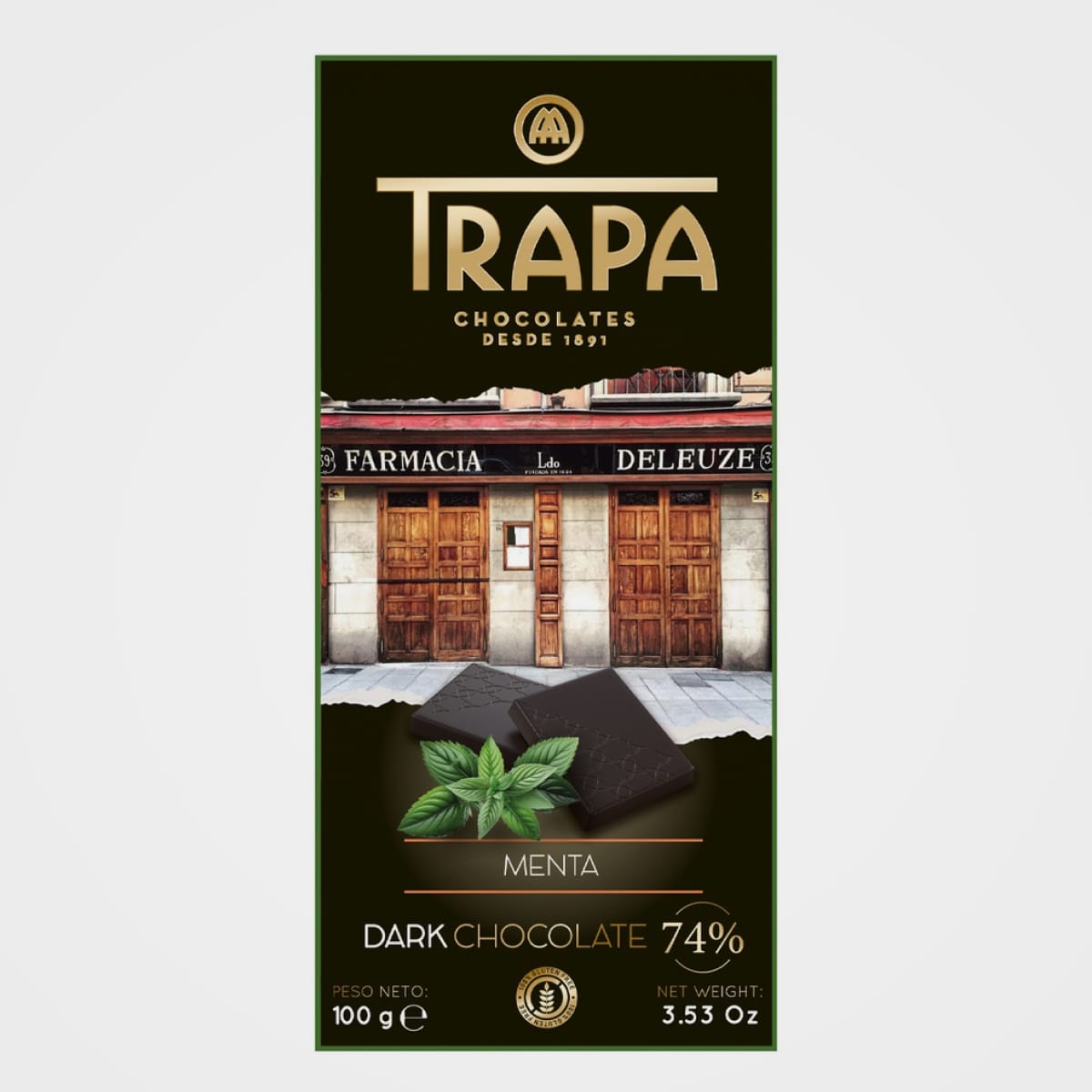 Шоколад 100г TRAPA Choco Dark 74% чорний мятний, 15шт/ящ