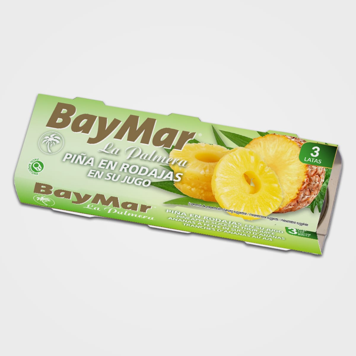 Ананас кільцями у власному соці BayMar,спайка 3шт,ж/б, 3х236мл, 8шт/ящ