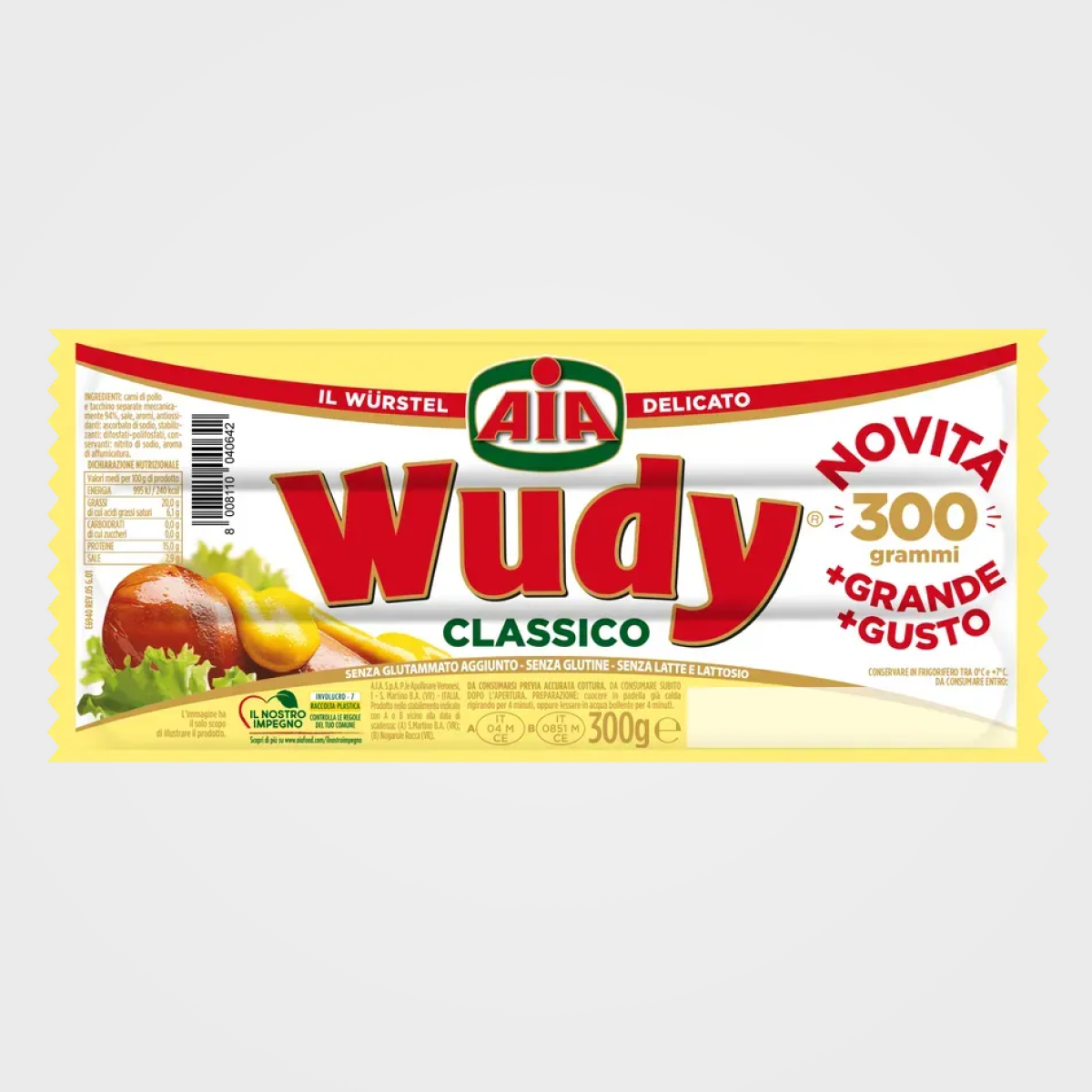 Сосиcки AIA Wudy Classico 300г, 15шт/ящ