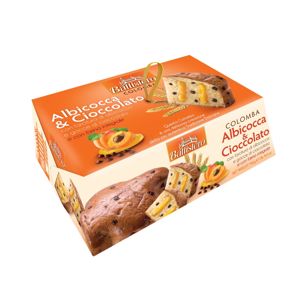 Colomba Battistero з абрикосовим кремом та шоколадними крихтами, 750г