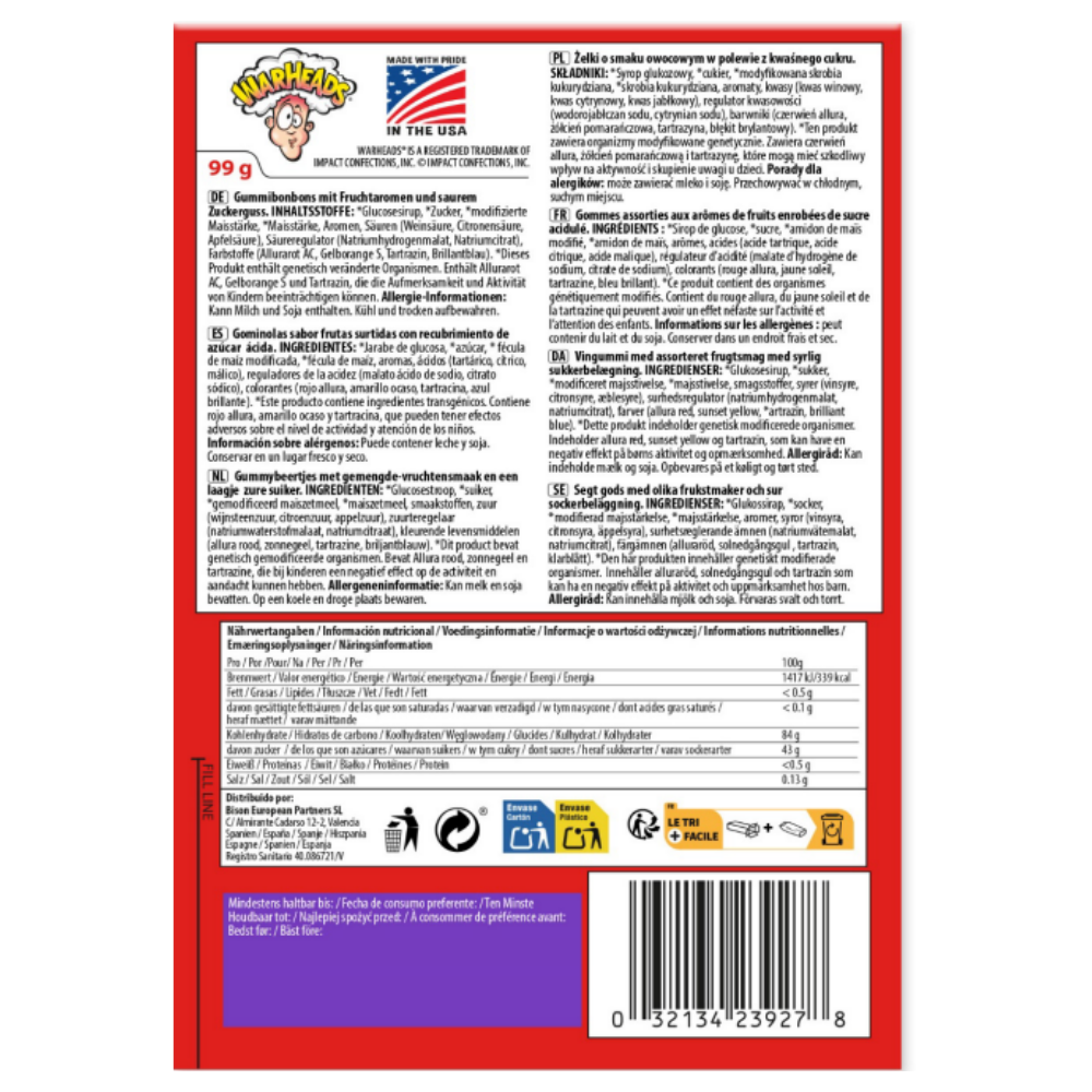 Желейки Warheads Chewy Cubes 99г