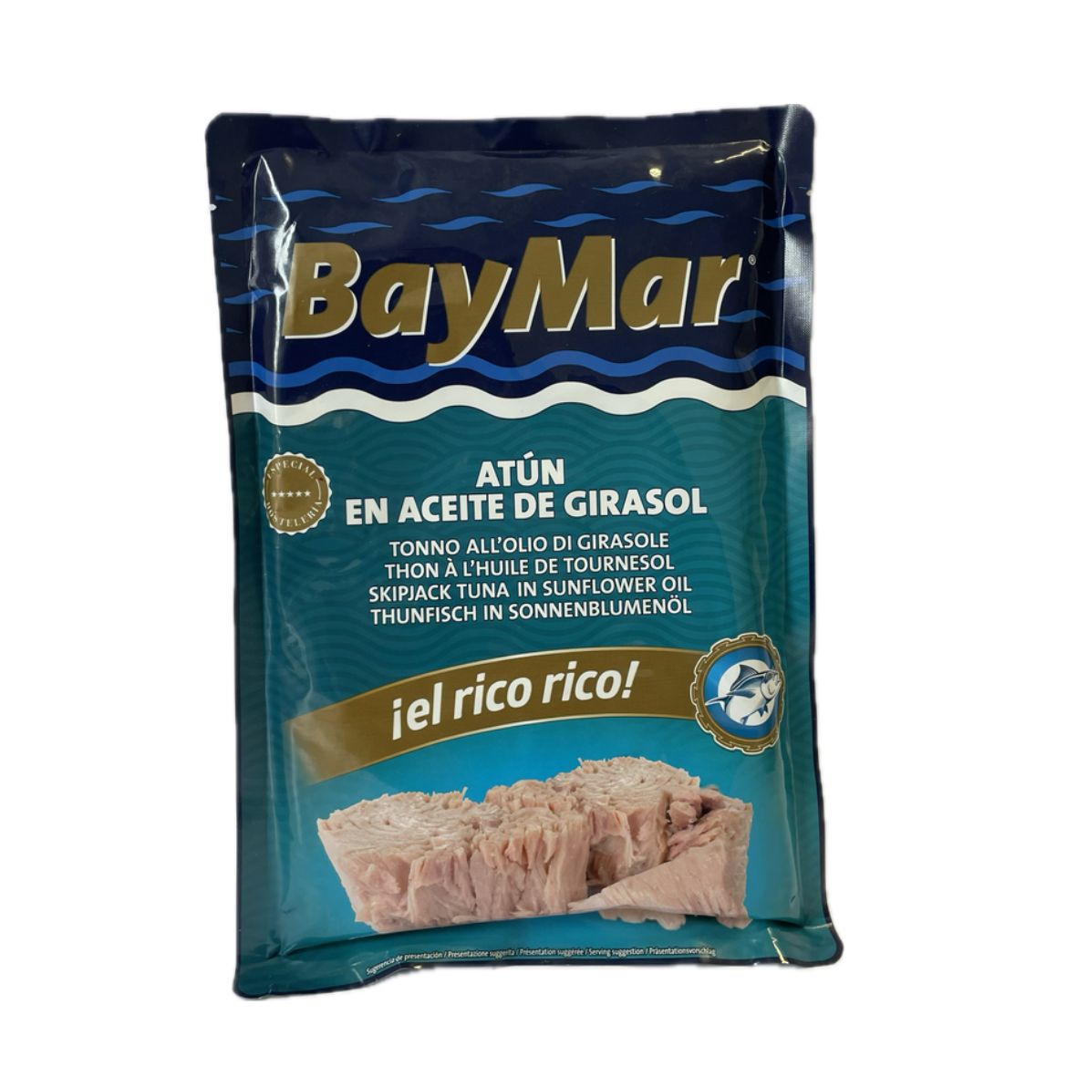 Тунець в соняшниковій олії BAY MAR Atun trozos шматками, 500г (пакет)