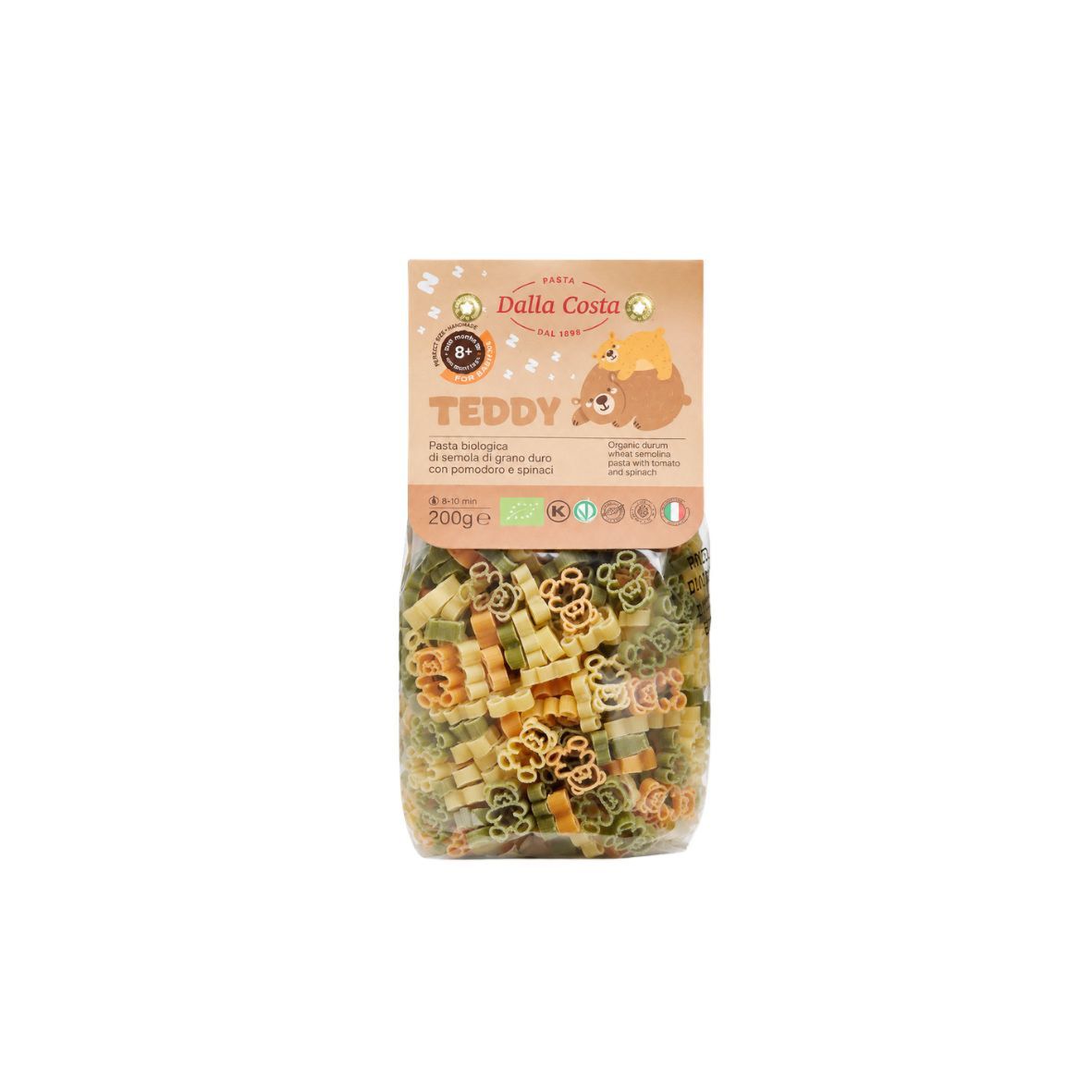 Макарони DALLA COSTA BIO, Baby Teddy tricolor 200г