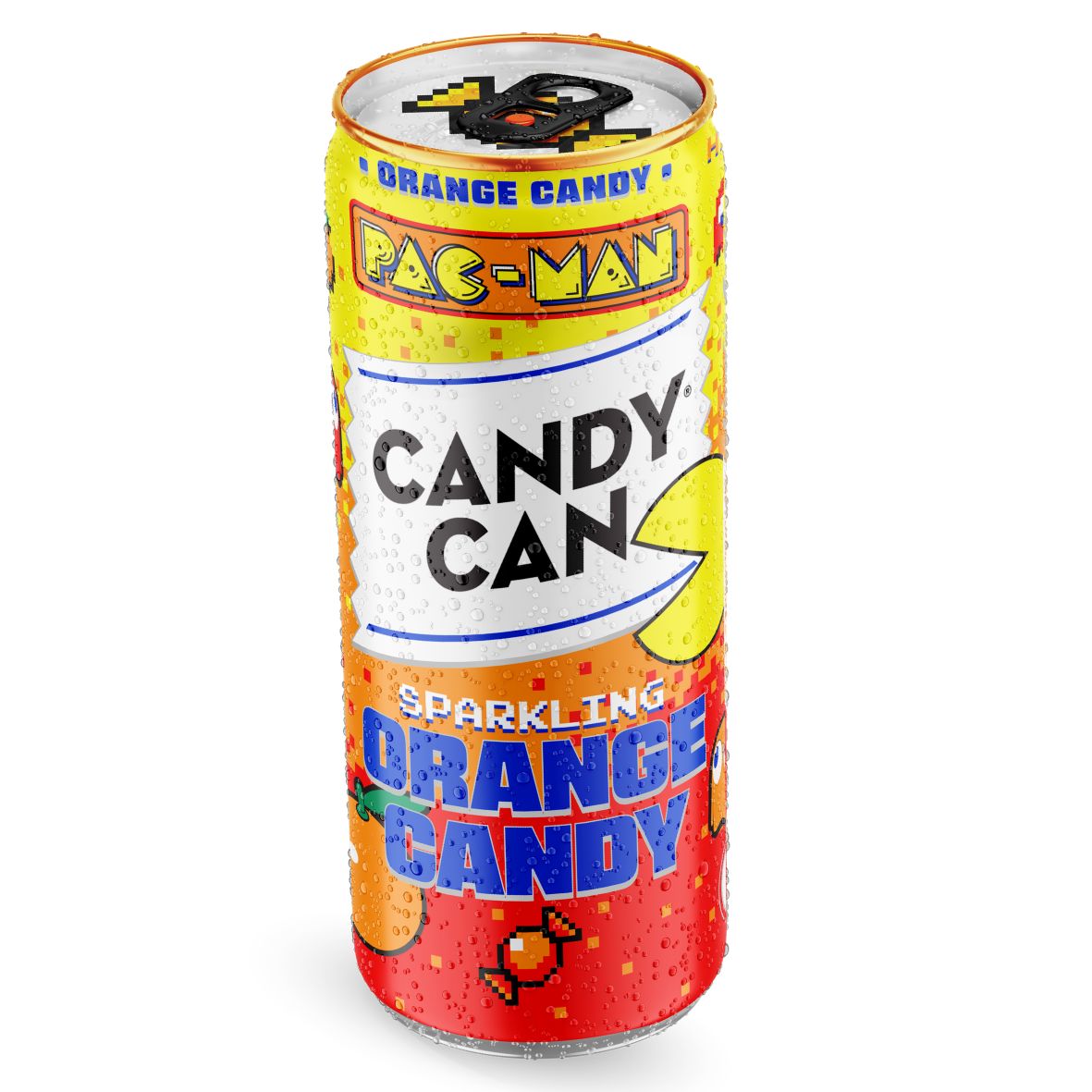 Напій газований Candy Can PACMAN Orange зі смаком апельсина, малини та ананаса 330мл