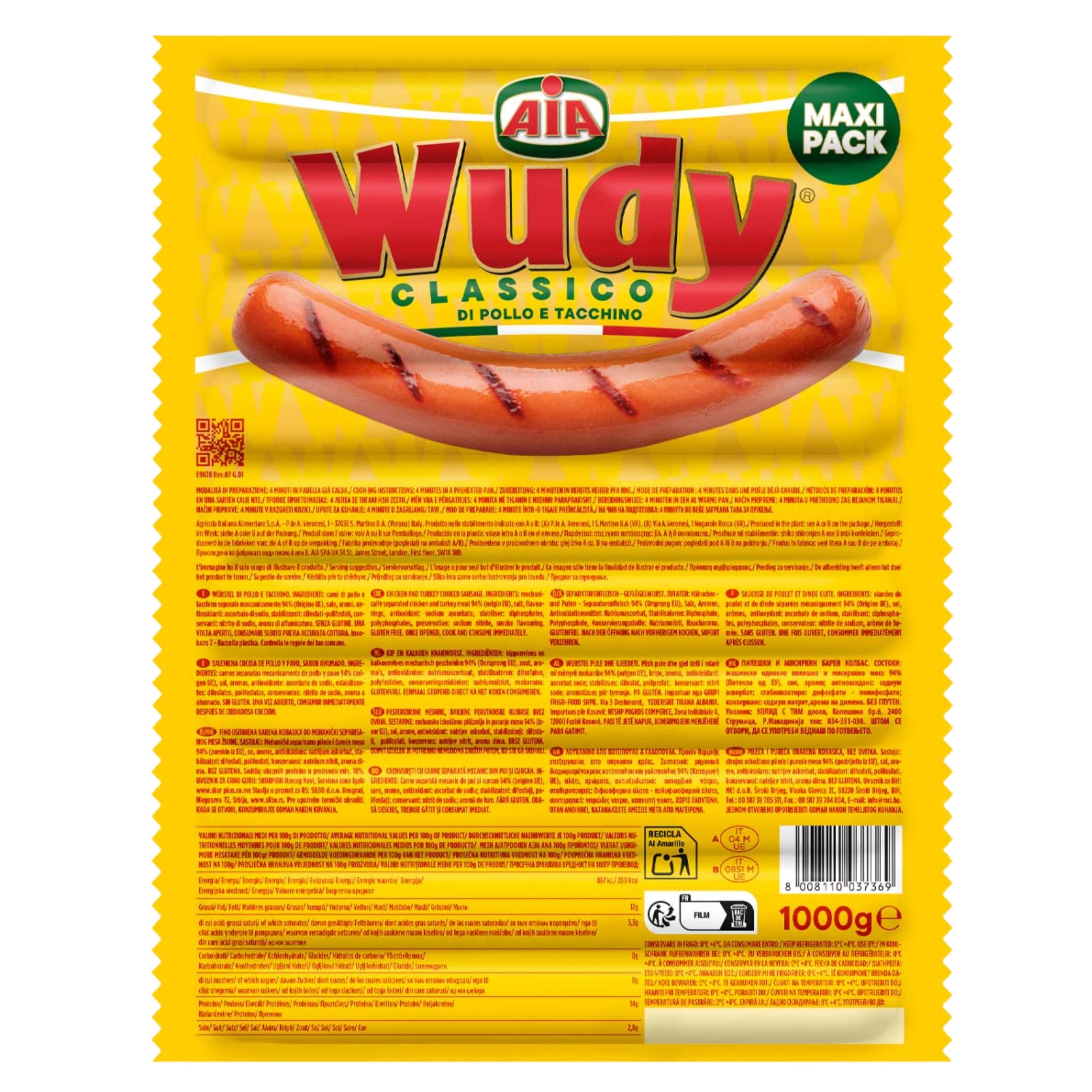 Сосиски AIA Wudy MaxiPack 1кг
